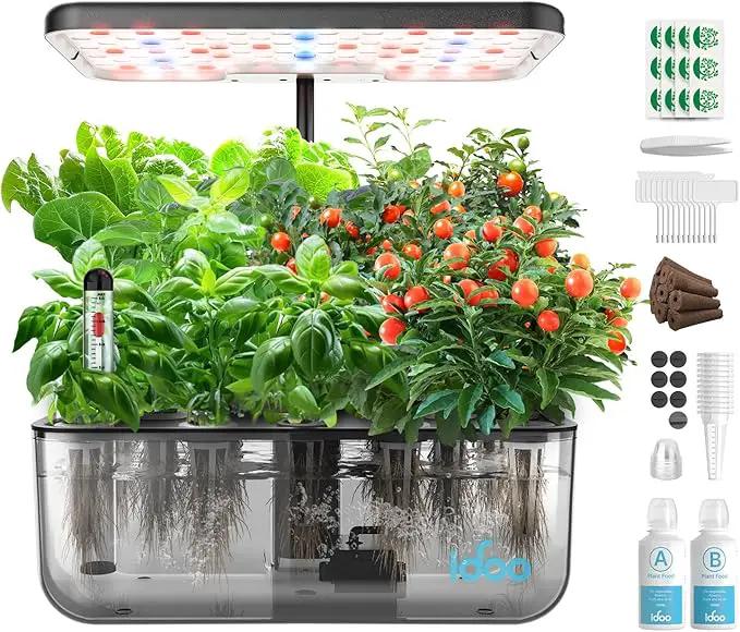 iDOO Hydroponics Growing System Kit 12 Pods, Christmas Gifts Gardening Gifts for Women Mom Dad Kids, Indoor Herb Garden with LED Grow Light for Home School, Indoor Plants Good for Mental Health by GreenHaven Gardens