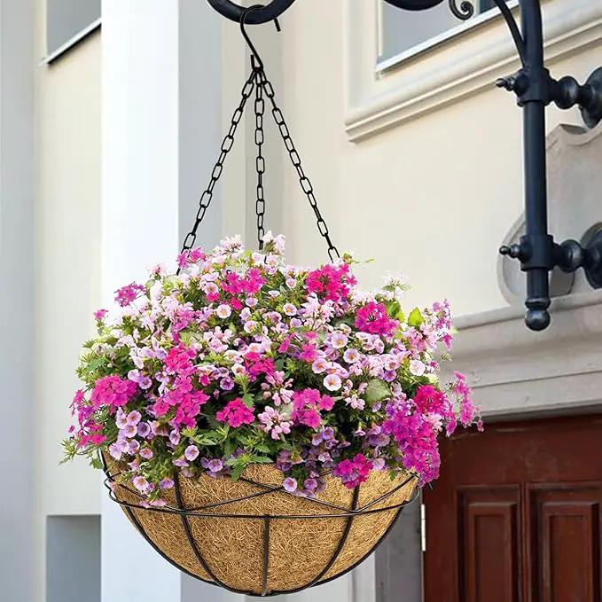 4 Pack 20 Inch Hanging Planters Baskets for Outdoor Plants Extra Large Deep Hanging Baskets with Natural Coconut Liner Flower Pots for Porch Balcony Garden Decor by GreenHaven Gardens