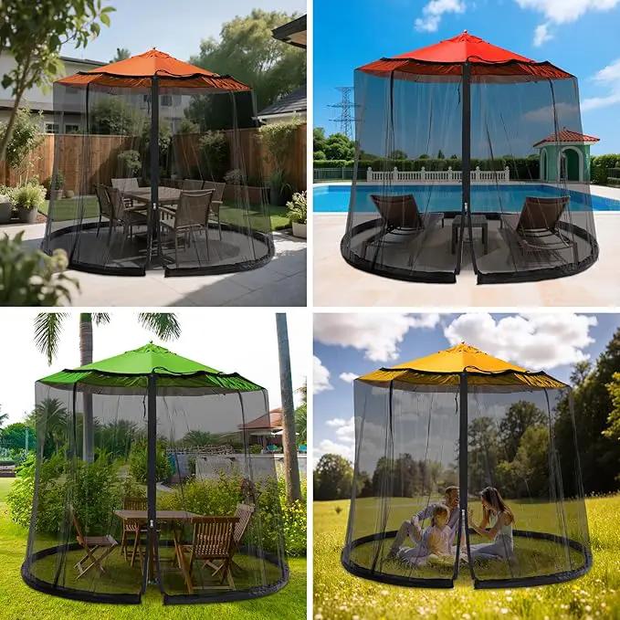 7.5-10FT Patio Mosquito Netting - Mosquito net for Patio Garden and Outdoor Umbrellas with Adjustable Elastic Cord and Zipper Umbrella net by GreenHaven Gardens