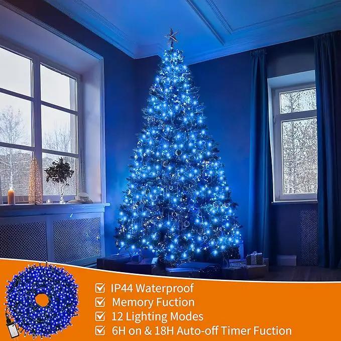 Christmas Light 1000 LEDs 336ft Green Cable Wire Fairy String Tree Twinkle Lights Plug in 12 Modes for Christmas Party, Outdoor, Garden, Wedding, Home Decoration (Blue) by GreenHaven Gardens