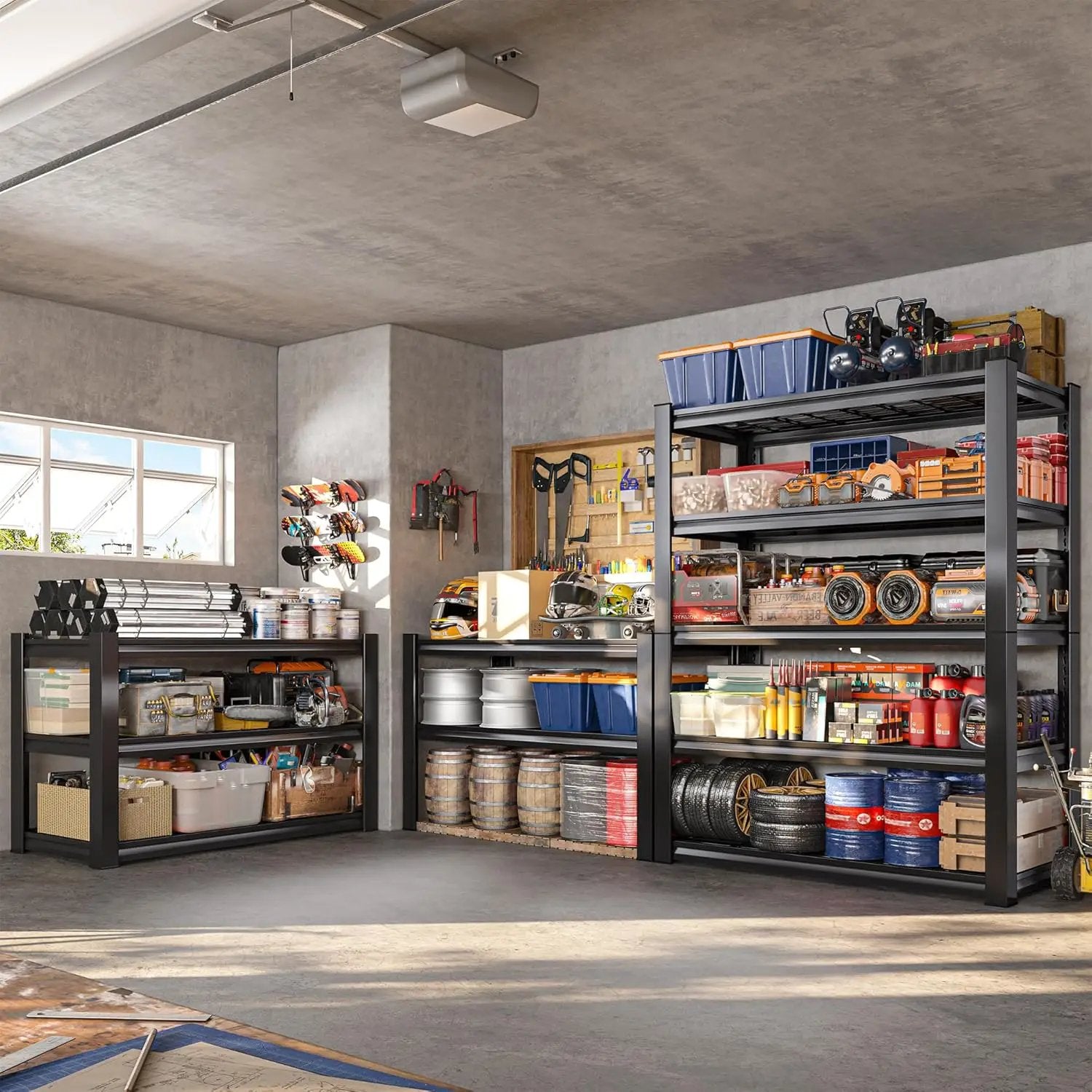 REIBII 3010LBS Storage Shelves 72" H Garage Shelving Heavy Duty Metal Shelving 5 Tier Adjustable Metal Shelves for Storage for Kitchen Pantry Warehouse Basement 72" H x 35.5" W x 16" D, Black by GreenHaven Gardens