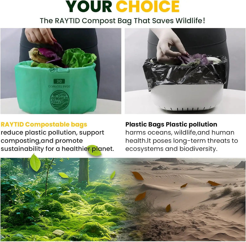 Compost Bags 3 Gallon Extra Thick Compost Bags for Countertop Bin,150counts,Compostable Liner Bags,Small Kitchen Food Scrap Waste Bags,Certified by BPI,ASTM D6400 and OK compost HOME certified by GreenHaven Gardens