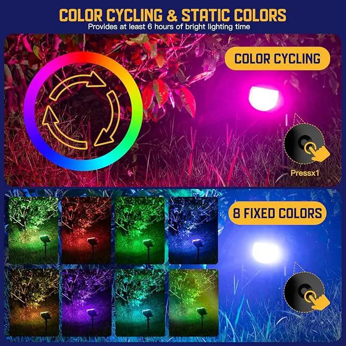 Kyosho Solar Color Spot Lights Outdoor, 9 Lighting Modes Halloween Christmas Lights, 38 LEDs Color Changing Waterproof RGBW Multicolor Tree Pool Solar Spotlight, 2 Pack by GreenHaven Gardens