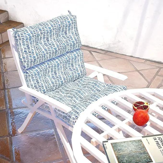 LVTXIII Outdoor High Back Chair Cushions, Seasonal Replacement Adirondack Chair Cushion with Ties, Patio Waterproof Seat Cushions for Home Garden Use (22” W x 20” D, Set of 2, Pebble Blue) by GreenHaven Gardens