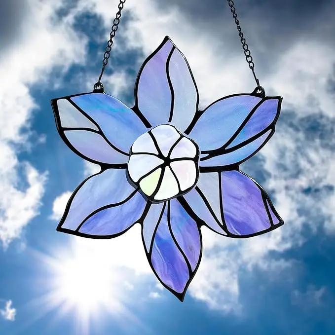 Stained Glass Window Hanging - Double-Layered Flowers Stain Glass Decoration Sun Catchers Indoor Window,Floral Suncatcher Gift for Mom Grandma Nana Aunt by GreenHaven Gardens