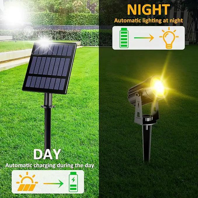 T-SUN Solar Spotlights, 4-in-1 Solar Landscape Spot Lights Outdoor Waterproof Auto ON/Off 5W Separate Solar Panel LED Lights, Solar Lights for Garden, Yard, Driveway, Pool Area(Warm White-3000K) by GreenHaven Gardens