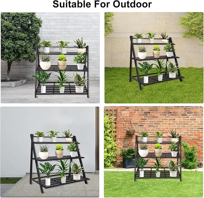 Aluminum Plants Shelf Outdoor, Multiple Flower Holder Rack, Metal Plant Stands Home Decor for Balcony Living Room Patio Garden (3-Tier) by GreenHaven Gardens