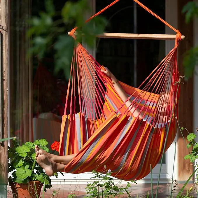 LA SIESTA® - Medium Basic Domingo Hammock Swing Chair & CasaMount - Weather & Tear Resistant Hanging Chair - Outdoor Indoor Hammock Chair w/Suspension Kit for Walls Ceilings Square Beams - Toucan by GreenHaven Gardens