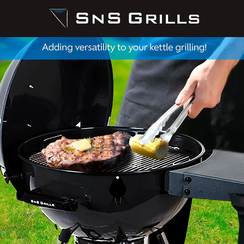 SnS Grills Slow ‘N Sear EasySpin Charcoal Grill Cooking Grate - Compatible with Weber and Other Grills, 2-Zone Stainless Steel Hinged Replacement - Tailgating & Backyard Cooking - 24” Inches by GreenHaven Gardens