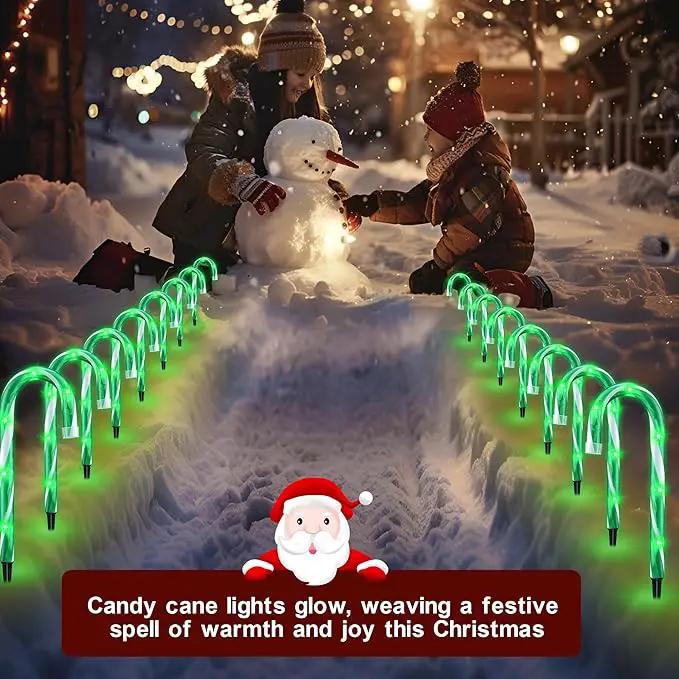 10" 10 Pack Christmas Candy Cane Lights, Candy Cane Lights with 10 Stakes for Walkway Patio Yard Patio Garden Festival Holiday Outdoor Indoor Landscape Path, Christmas Decorations Outside, Green by GreenHaven Gardens