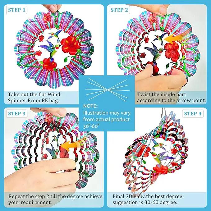Hummingbird Wind Spinners Outdoor,6in Mandala Wind Spinner Hummingbird Gift for Women Men,Wind Spinner for Yard and Garden,Wind Sculpture for Yard Art Decorations,Christmas Decoration by GreenHaven Gardens