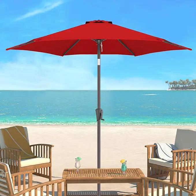 9ft Outdoor Patio Umbrella - Table Umbrella Waterprool UV Protection, Sombrillas de Patio with Push Button Tilt&Crank, Sun Umbrella for Pool, Porch, Garden, Deck, Backyard(Red) by GreenHaven Gardens