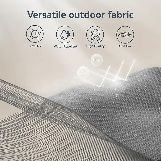 PHI VILLA 10ft Outdoor Patio Umbrellas for Outside, 3 Tier Vented Market Table Umbrella Windproof for Backyard, Deck, Garden, 1.5" Pole, Grey（No Base） by GreenHaven Gardens