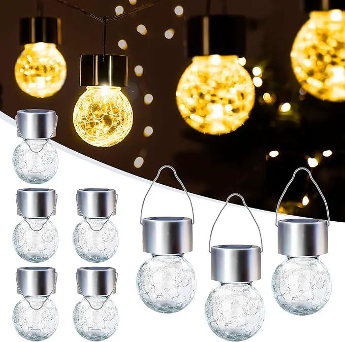 GIGALUMI 8 Pack Solar Outdoor Lights, Solar Hanging Lights for Christmas Decoration-Cracked Glass Solar Lights Outdoor Waterproof for Garden, Yard, Fence, Tree（Warm White） by GreenHaven Gardens