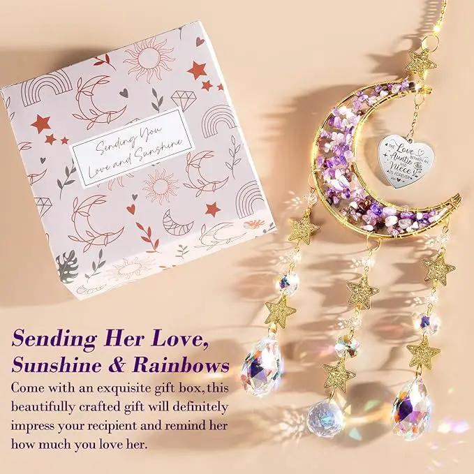 Aunt Gifts from Niece, for Aunt Auntie Gifts, Best Aunt Ever Gifts Aunt Birthday Gifts for Auntie, Auntie Gifts for Women Moon Crystal Suncatcher for Window Hanging Wall Decor by GreenHaven Gardens
