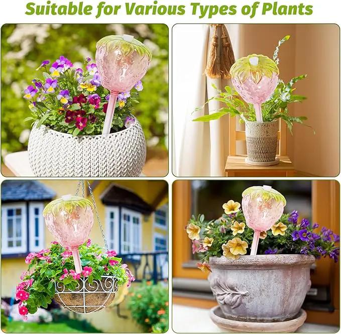 Plant Watering Globes, 2pcs Self Watering Planter Insert, Glass Watering Bulbs for Indoor Outdoor Plants, Mushroom Top-Fill Plant Watering Devices for Travel Vacation While Away by GreenHaven Gardens