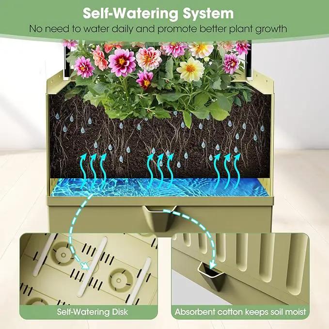 Tomato Planter Box with Trellis, 62" Self Watering Planter Trellis for Climbing Plants Outdoor, Raised Garden Bed for Garden Vegetables Flowers Herbs Indoor Outdoor by GreenHaven Gardens