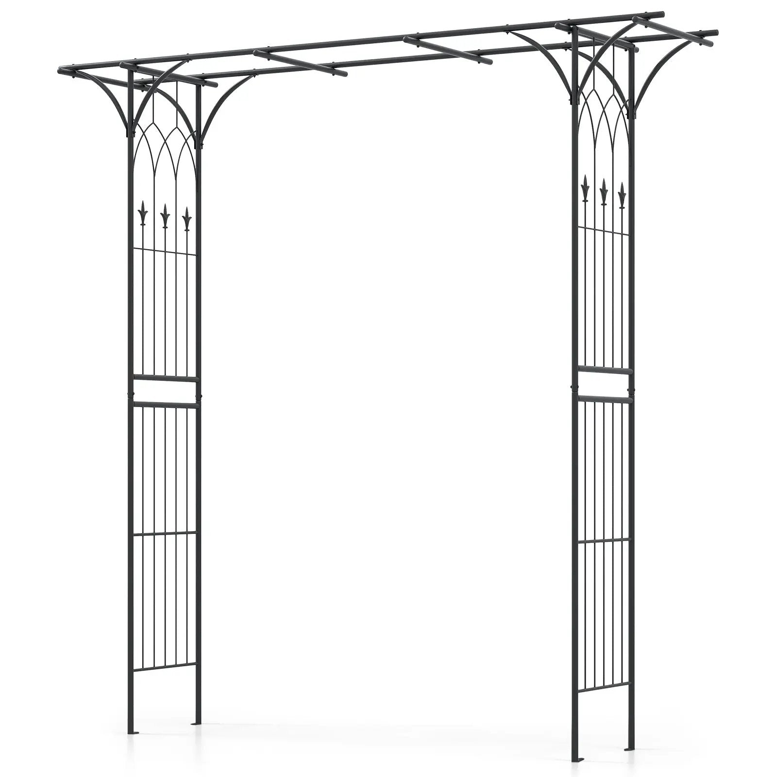 81 Inch Garden Arbor Metal Archway for Climbing Plants-Black by DirectDeals