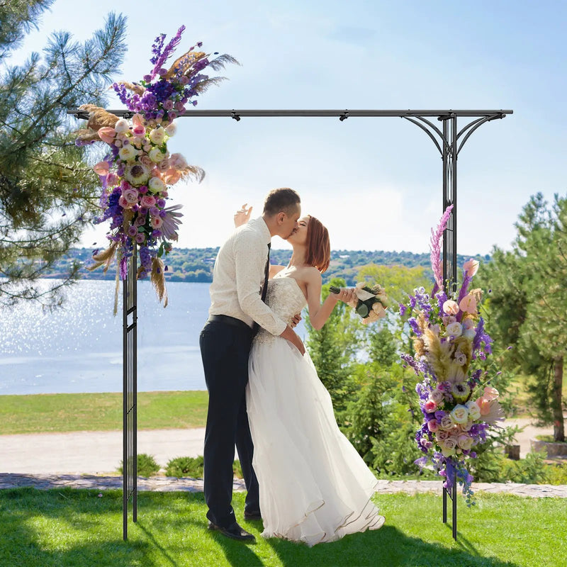81 Inch Garden Arbor Metal Archway for Climbing Plants-Black by DirectDeals