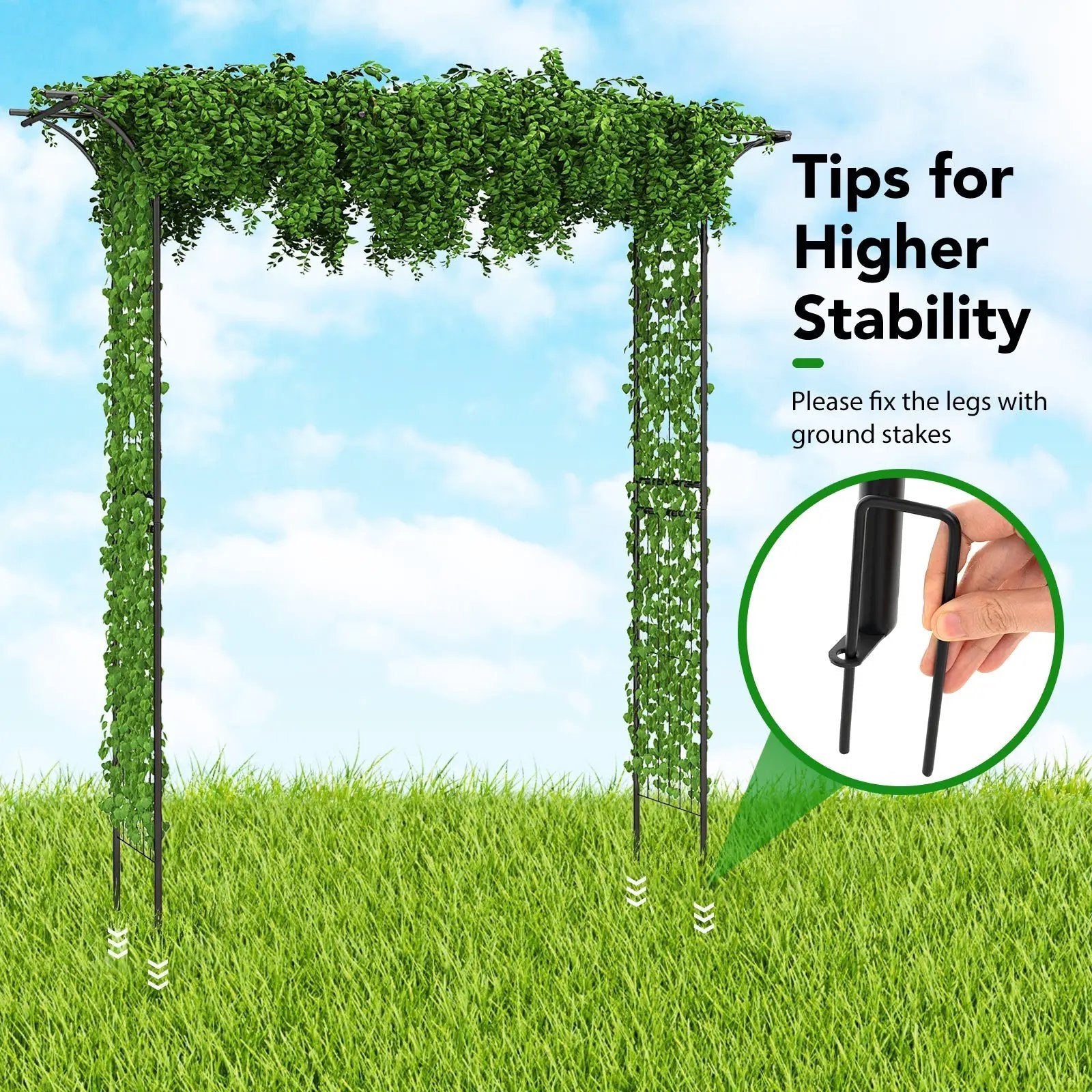 81 Inch Garden Arbor Metal Archway for Climbing Plants-Black by DirectDeals