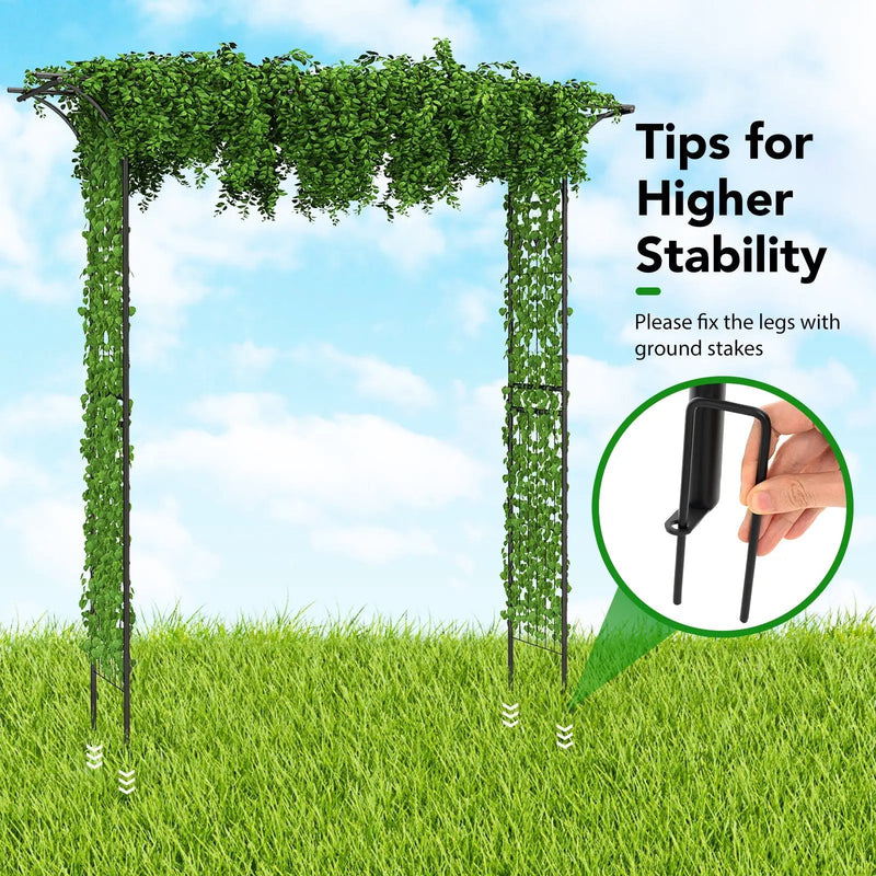 81 Inch Garden Arbor Metal Archway for Climbing Plants-Black by DirectDeals