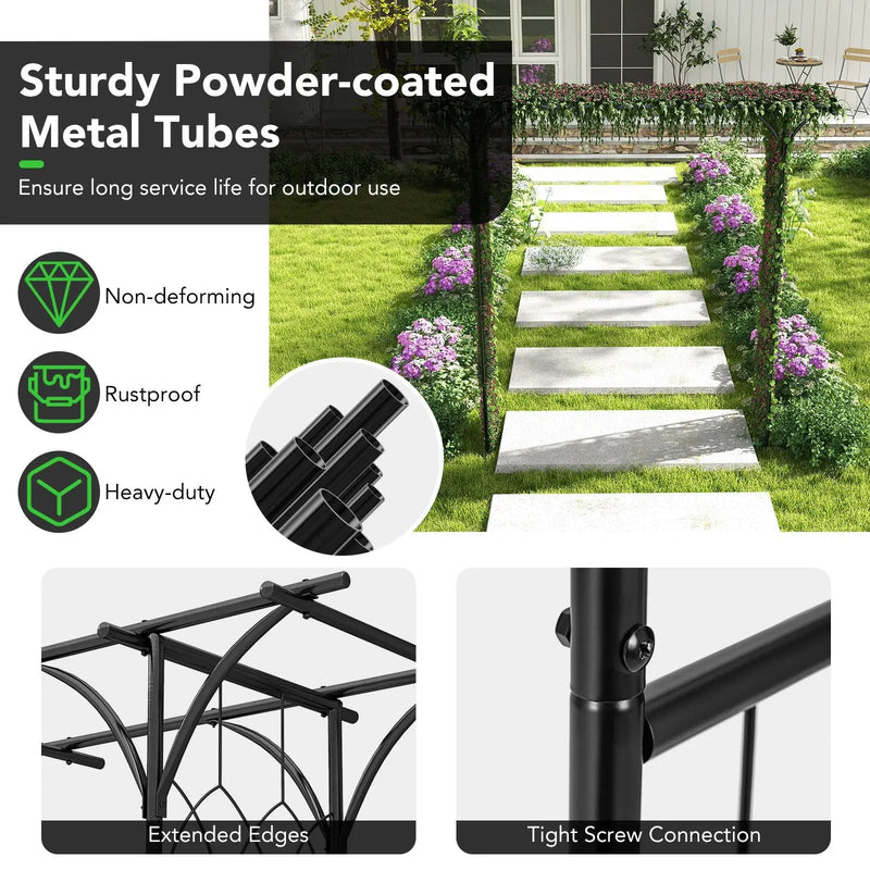 81 Inch Garden Arbor Metal Archway for Climbing Plants-Black by DirectDeals