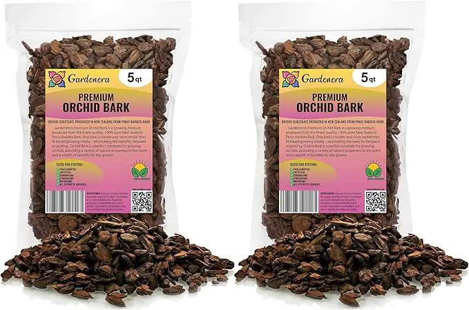 New Zealand Pinus Radiata Bark - 10 Quart - Organic Hand Mixed New Zealand Orchiata Pine Bark for Orchids - Medium Chips 9-12mm - (2 Bags of 5 Quart) by GreenHaven Gardens
