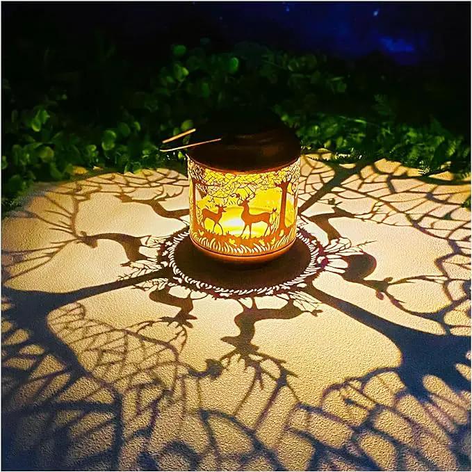 2 Pack Deer Solar Lanterns Outdoor Waterproof Hanging Solar Lights Deer Gifts for Women Men Metal Decorative LED Lanterns for Yard, Patio, Lawn, Tabletop, Pathway, Landscape, Garden Decor by GreenHaven Gardens