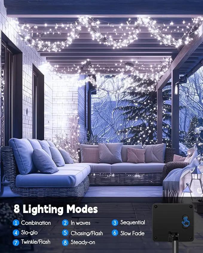 Brightown Solar String Lights for Outside, 2 Packs Total 39.2Ft 480 LED Solar Fairy Lights for Outdoor Waterproof, Firecracker Twinkle Lights with 8 Modes for Patio Party Garden Yard Home, Pure White by GreenHaven Gardens