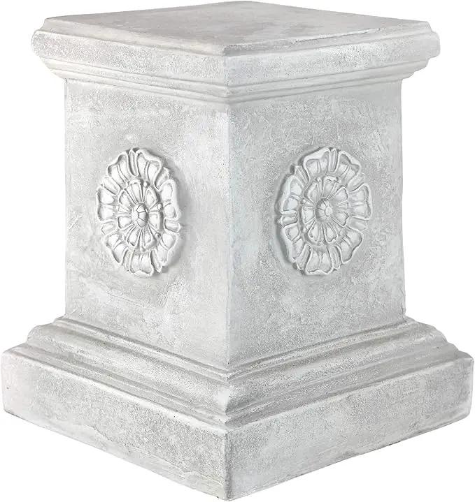 Design Toscano English Rosette Indoor/Outdoor Sculptural Garden Plinth Base Statue Riser, Large 13 Inch Tall, Cast Stone Resin, Antique Stone Finish by GreenHaven Gardens