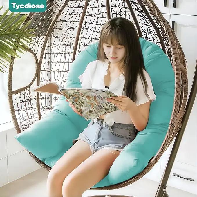Egg Chair Cushion Replacement, Waterproof Outdoor Hanging Egg Chair Cushion Hammock Swing Chairs Cushions Pads, U-Shaped Thickened Cushions for Hanging Eggs Chairs, 47x33x7 Inches (Teal) by GreenHaven Gardens
