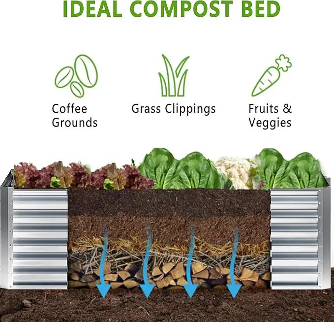 4x2x2FT Galvanized Raised Garden Bed,Planter Raised Beds-Metal Garden Box,Large Plant for Outdoor Planting, Vegetables Bed,Flower,Herb-Sliver by GreenHaven Gardens