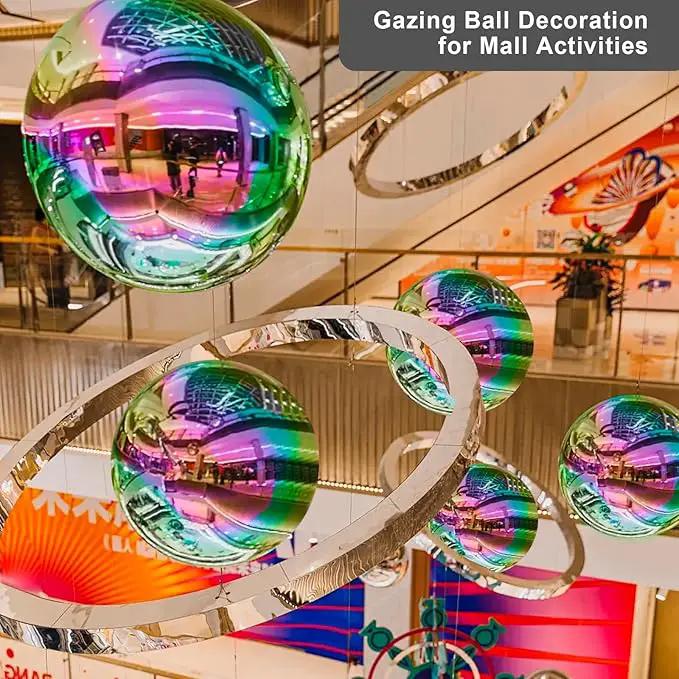 Nerien Gazing Ball, Stainless Steel Garden Mirror Globe, Polished Ornament Sphere, Hollow Floating Reflective Hemisphere, for Home Outdoor Pond Housewarming Swimming Pool Decoration, Rainbow, 10Pcs by GreenHaven Gardens
