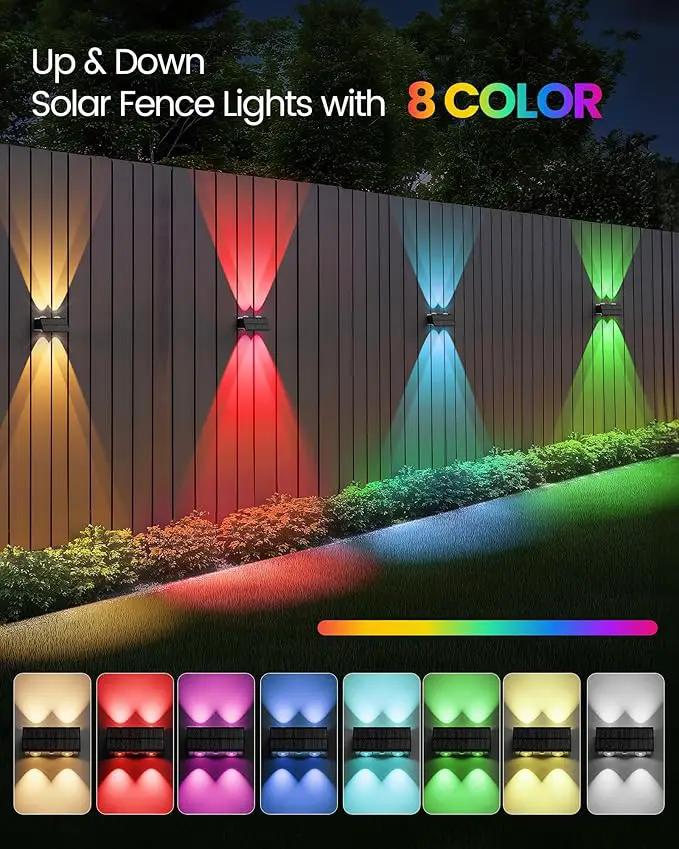Bridika Solar Fence Lights Outdoor, 6 Pack Up and Down Wall Light, 8 Colors Lens LED Dusk to Dawn Solar Lights Outdoor Waterproof for Patio, Deck, Backyard, Garden by GreenHaven Gardens
