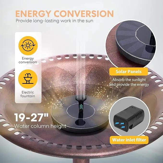 VIVOHOME Polyresin Antique Outdoor Bronze Garden Bird Bath and Solar Powered Round Pond Fountain Combo Set by GreenHaven Gardens