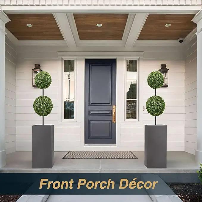 Metallic Heavy Tall Outdoor/Indoor Planter Box, Seamless Metal Planter, Rectangular, 14”Lx14”Wx30”H, 25 Pounds, Dark Gray, No Assembly, 1 Pack by GreenHaven Gardens