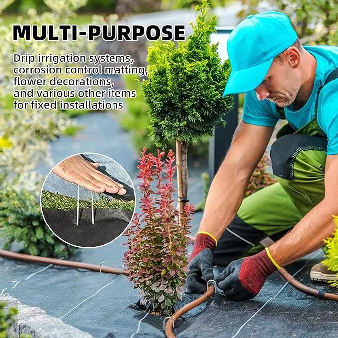 24 Pack Sturdy Garden Landscape Staples, 6 Inch Galvanized Steel Sod Pins Anti-Rust Stakes for Weed Barrier, Christmas Decorations and Landscaping Fabric. by GreenHaven Gardens