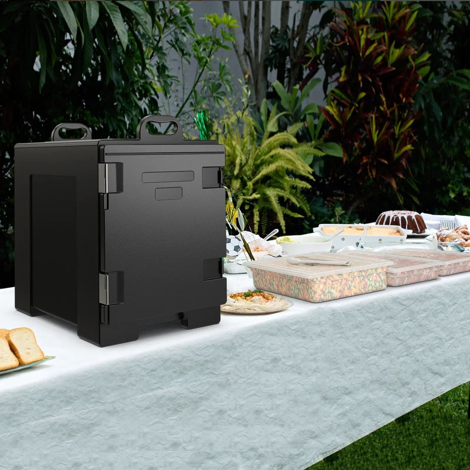81 QT Hot Box Food Warmer with 5 Full-Size Pans and Handles Double Buckles by DirectDeals