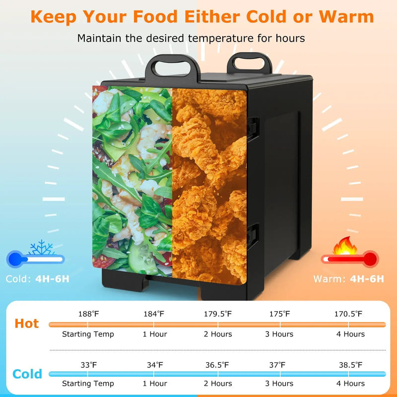 81 QT Hot Box Food Warmer with 5 Full-Size Pans and Handles Double Buckles by DirectDeals