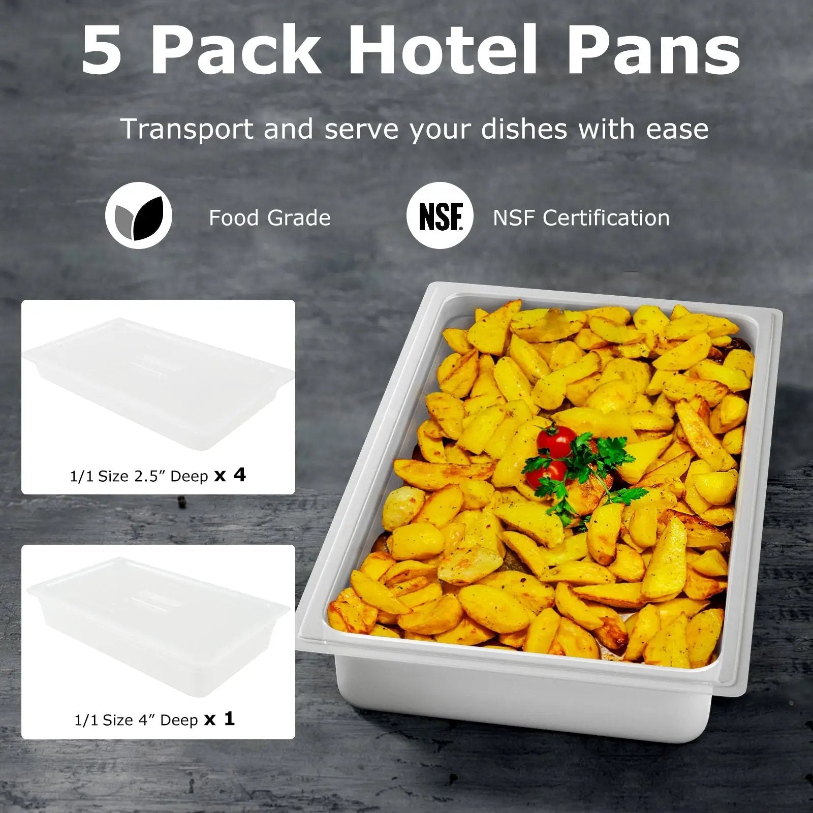 81 QT Hot Box Food Warmer with 5 Full-Size Pans and Handles Double Buckles by DirectDeals