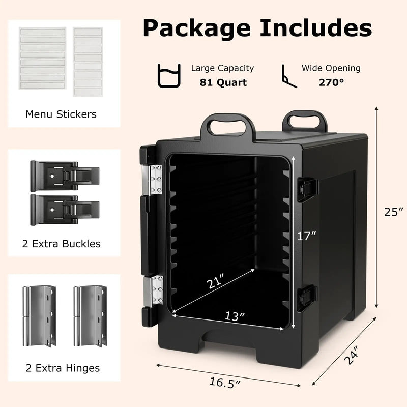 81 QT Hot Box Food Warmer with 5 Full-Size Pans and Handles Double Buckles by DirectDeals