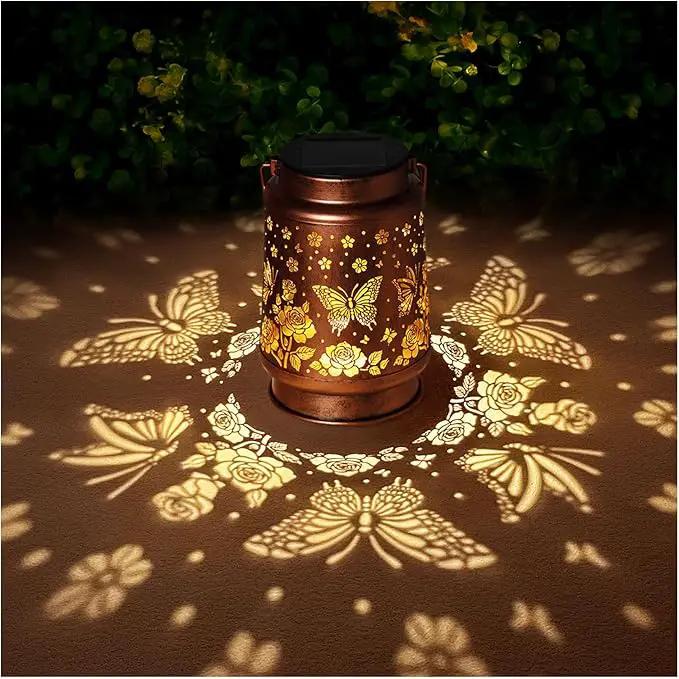 Butterfly Solar Lanterns Outdoor Waterproof Rose Garden Decor Gifts for Women Mom Grandma Hanging Solar Lights Metal Solar Decoration Outside for Yard, Patio, Backyard, Porch by GreenHaven Gardens