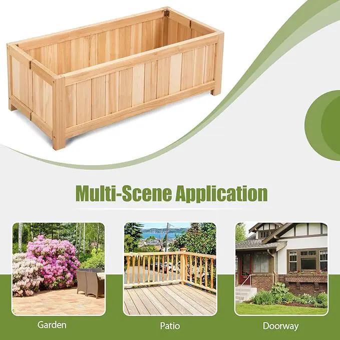COSTWAY Wooden Planter Garden Bed, Folding Planter Box with Drainage Holes for Vegetables, Herbs, Fruits & Flowers, Outdoor Indoor Raised Planting Bed for Patio, Backyard, Lawn, 27.5"L x 12"W x 10"H by GreenHaven Gardens