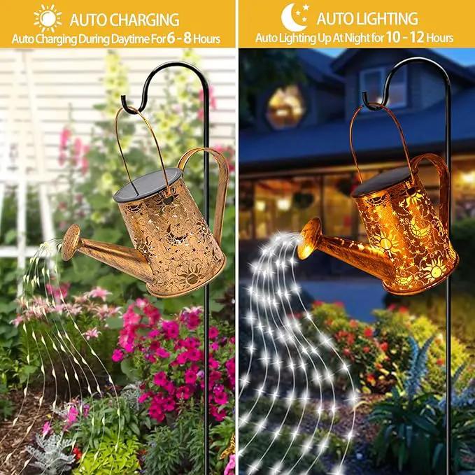 Solar Garden Lights Outdoor, Solar Watering Can Lights Garden Decor Gifts for Grandma Mom, Sun Moon Waterproof Hanging Lantern with String Lights, Yard Decoration for Patio Porch Lawn Backyard Pathway by GreenHaven Gardens