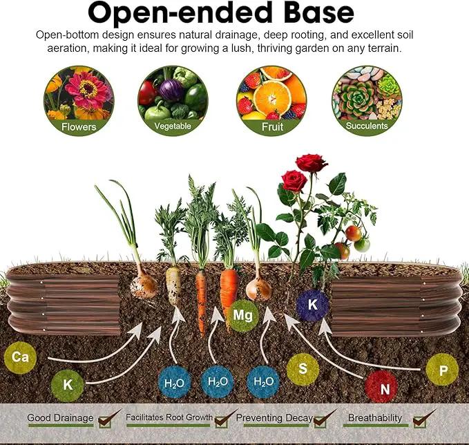 8x2ft Oval Galvanized Raised Garden Bed Kits 16" Tall Outdoor Large Metal Modular Planter Box 9-in-1 Raised Beds for Gardening,Vegetables,Fruits,Flowers & Herbs (Brown) by GreenHaven Gardens
