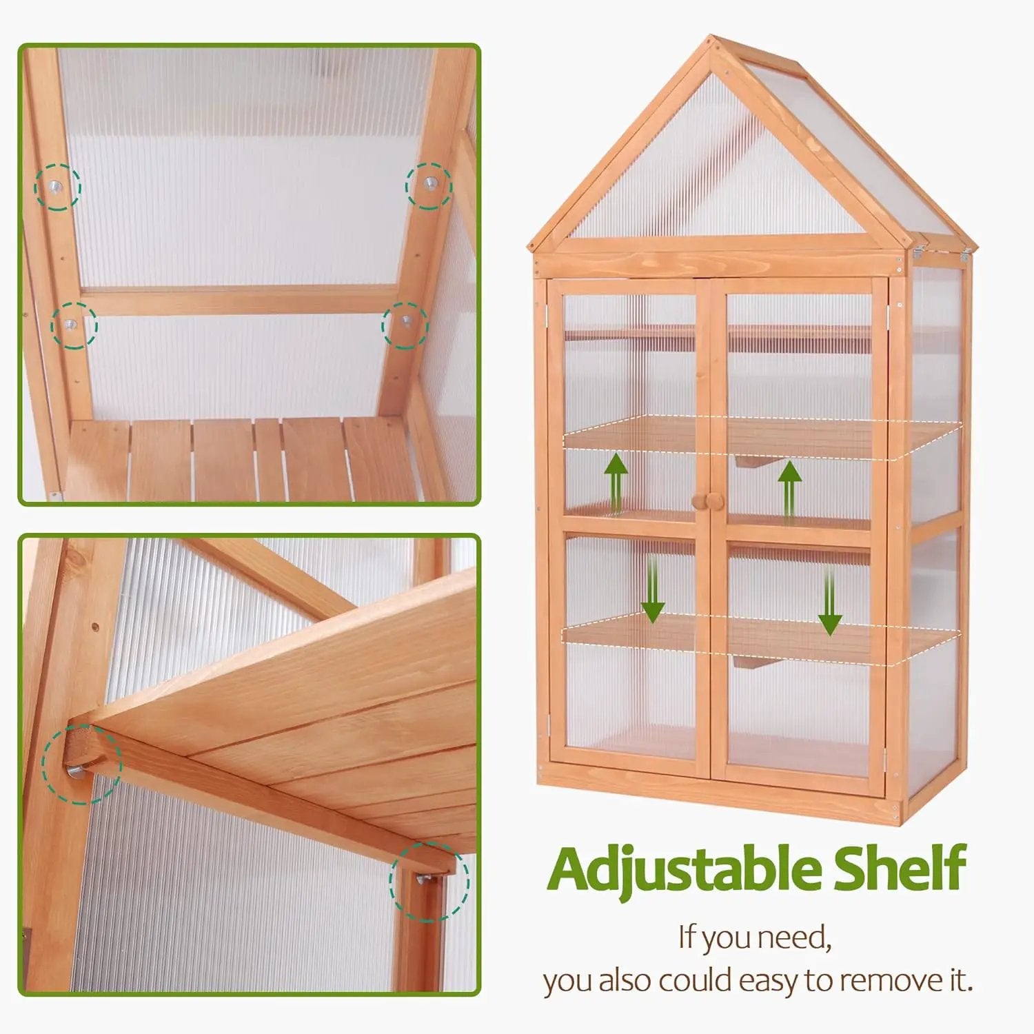 MCombo Greenhouse Cold Frame Wooden Garden Raised Flower Planter Shelf with Hard Translucent PC Protection, 0800 (Orange) by GreenHaven Gardens