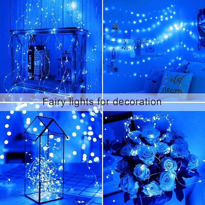 JMEXSUSS 2 Pack Blue Solar Fairy Lights Outdoor Waterproof, 200 LED 66FT Solar String Lights for Outside, 8 Modes Copper Wire Solar Christmas Lights for Garden Tree Patio Christmas Decoration by GreenHaven Gardens