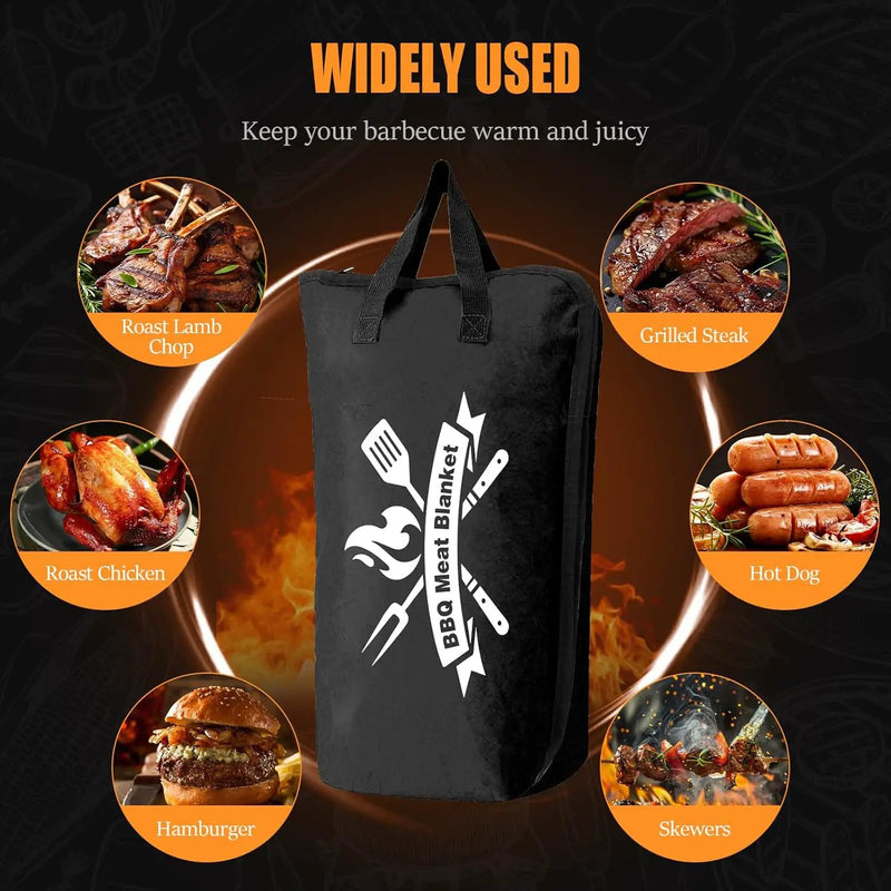 BBQ Blanket for Resting Meat, 22 in Smoker Meat Resting Blanket, Reusable Smoker Grilling Meat Insulated Resting Bag with Wide Mouth for Large Gifts for Men/Dad with Box, Black by GreenHaven Gardens