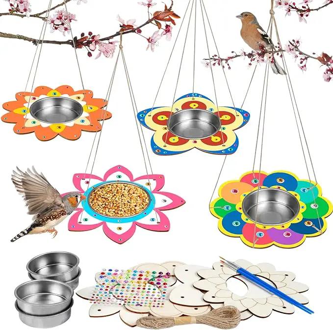 Fennoral 4 Pack Bird Feeder Kits for Kids Make Your Own Bird Feeders Wooden Arts and Crafts for Kids Ornaments DIY to Paint Bird Feeders Craft for Spring Winter Garden Outdoor Activities Project by GreenHaven Gardens