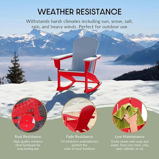 Westin Outdoors Laguna WO Outdoor Adirondack Folding Patio Chairs 8 PCS Set Retro Beach Aesthetic for Backyard, Lawn, Patio, Deck, Garden, Weather Resistant Polyethylene Plastic Lounger (Red) by GreenHaven Gardens